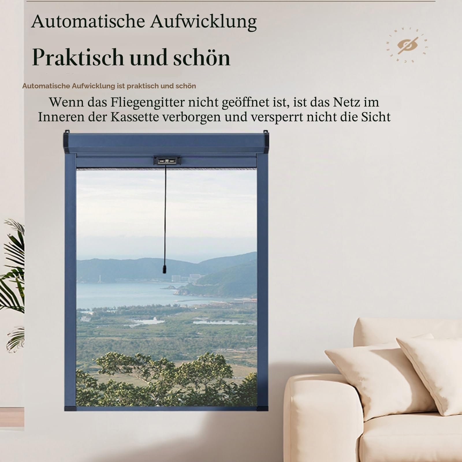 Fliegengitter Rollo Fenster, Maßgefertigtes Mückenschutz Fenster mit Aluminium-Rahmen