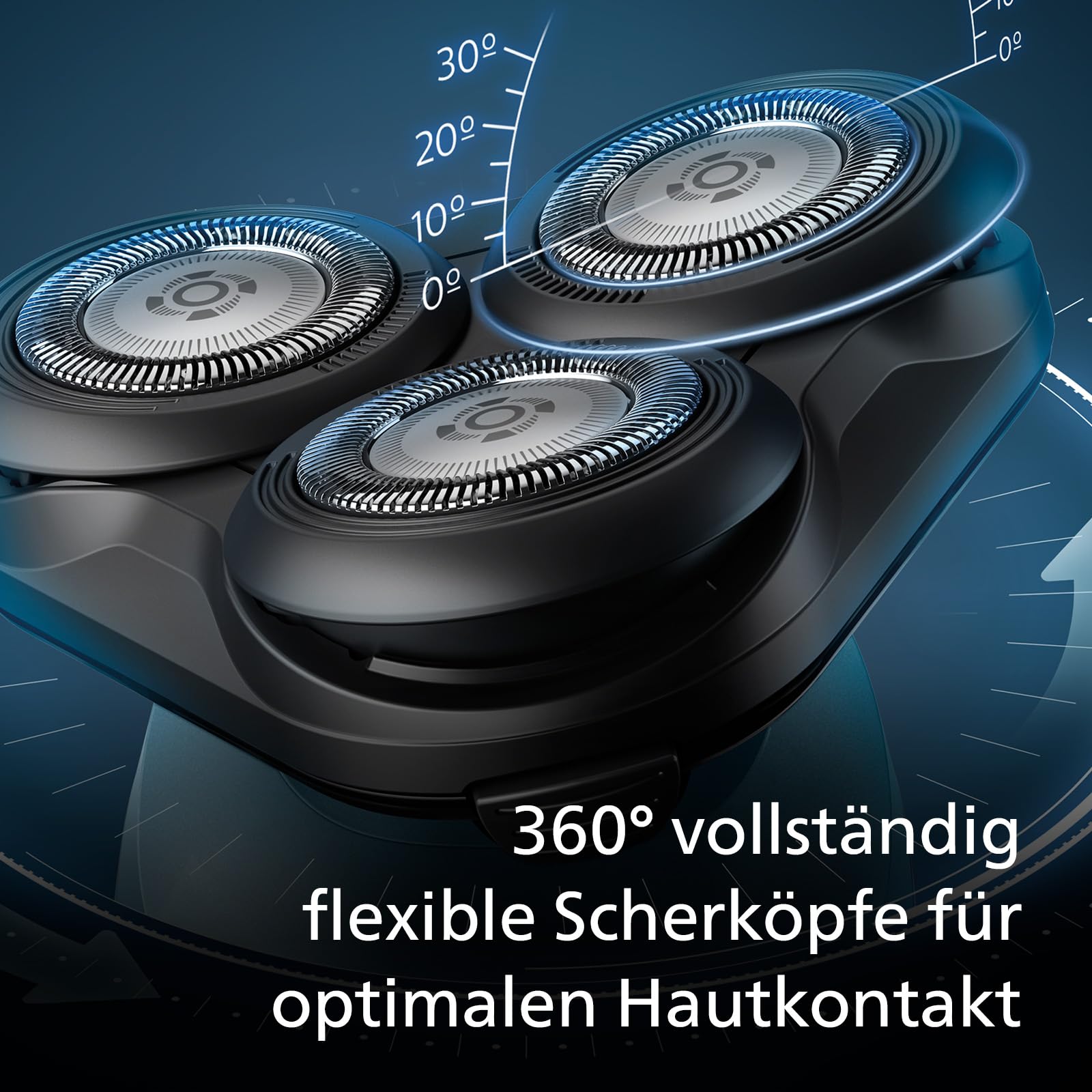 Philips Shaver 5000 – Elektrischer Rasierer für Herren: Nass- und Trockenrasur in Metallic-Blau mit Präzisionstrimmer & weicher Transporttasche (Modell S5465/18)