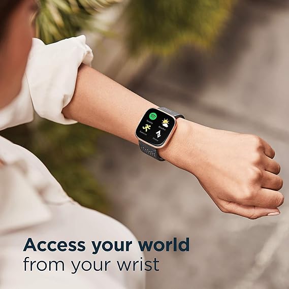 Fitbit Versa 2 Smartwatch Carbon (Black) with Bonus Bands (Olive)