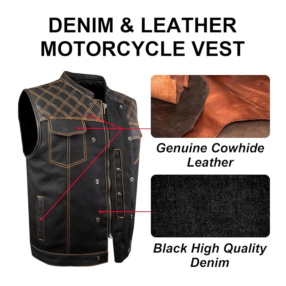 Amazon.com: GARGOYLE BELLS Men's Denim & Leather Motorcycle