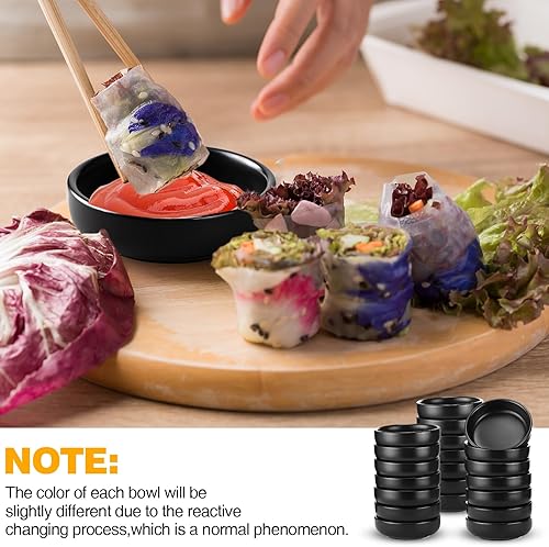 Miniatura 7 de Roshtia 30 cuencos de cerámica para salsa de soja a granel asiáticos de 3.5 onzas, cuencos de porcelana para sushi de 3 onzas, platos pequeños para