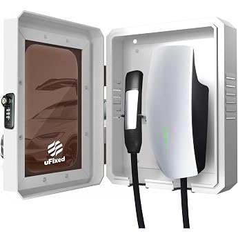 Compact Outdoor EV Charger Case Wall Box with Lock for Tesla Wall Charger and ChargePoint Weatherproof Visible White