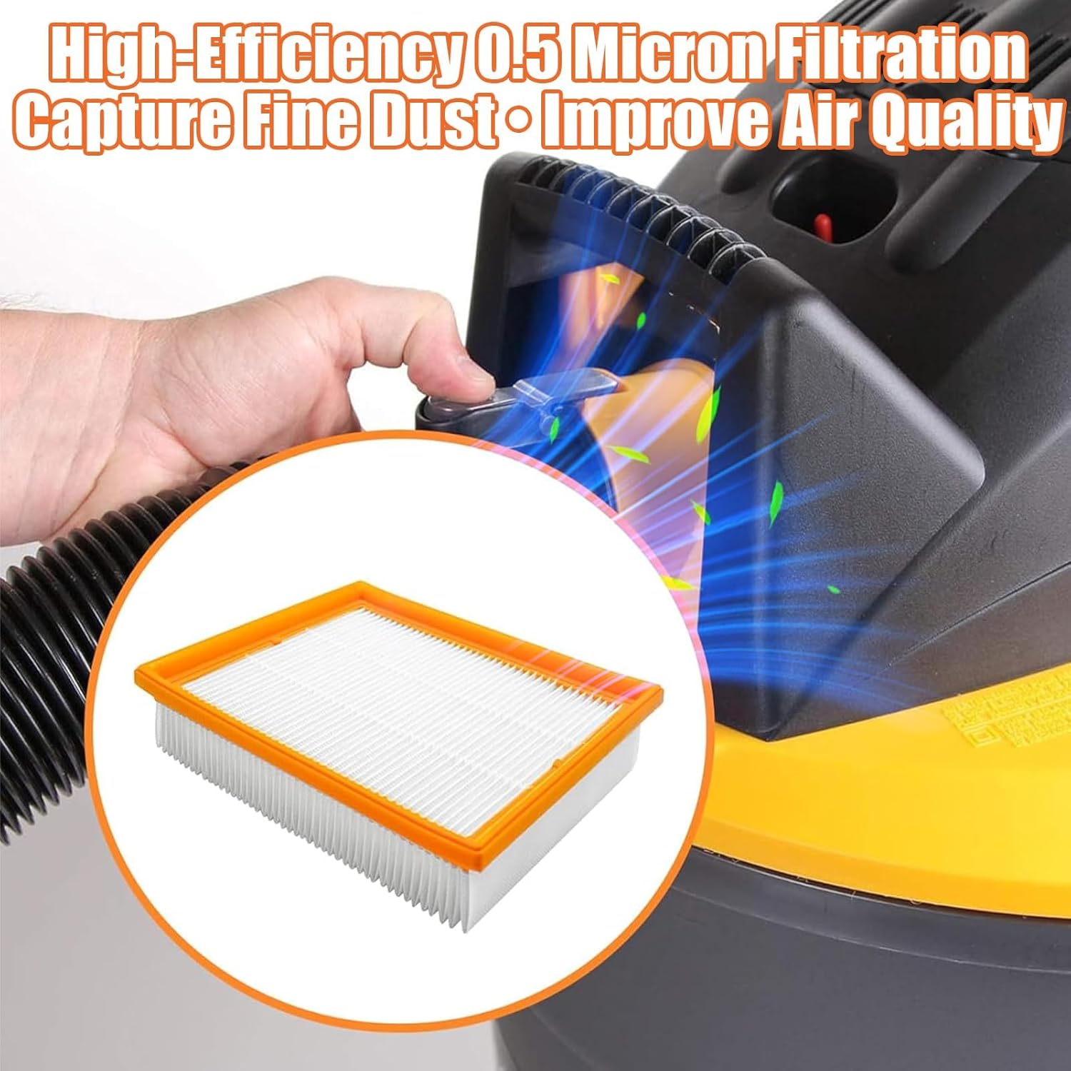 AVF0900 Vacuum Replace Fit for Power+ Wet/Dry Vacuum WDV0900 Up to 0.5 Microns Trap