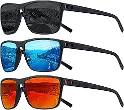 Pacote com 3 óculos de sol esportivos polarizados para homens e mulheres, pesca, corrida, ciclismo