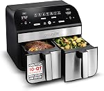Friteuse à air Gourmia 10-quarts/9.4 litres capacité à double panier, avec finition intelligente et 7 fonctions de cuisson