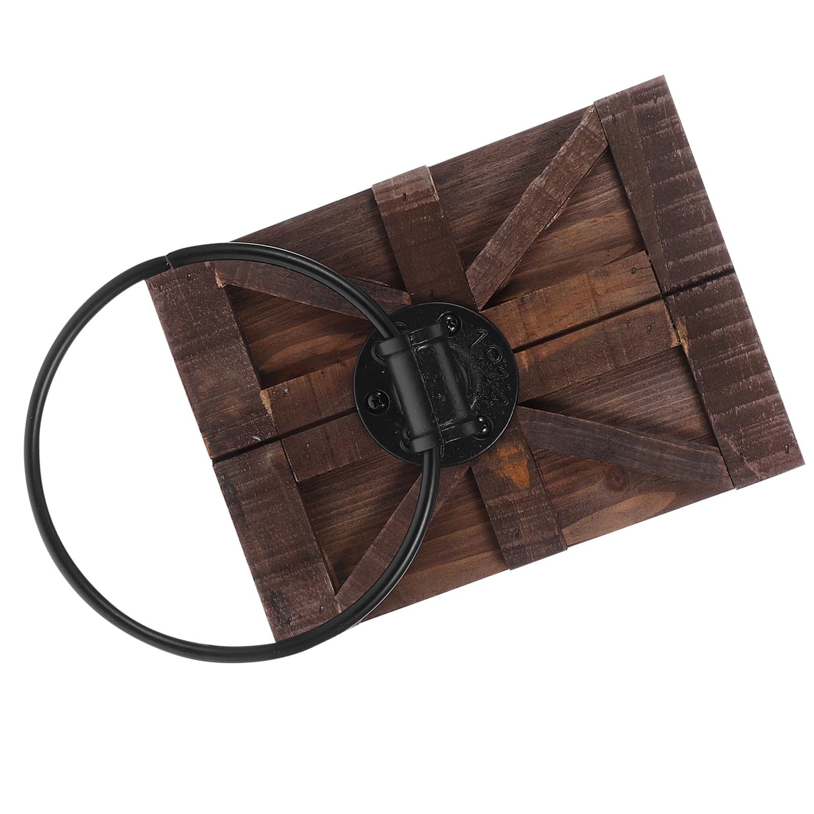 Porte-serviettes mural compact en bois marron et fer forgé de toilette