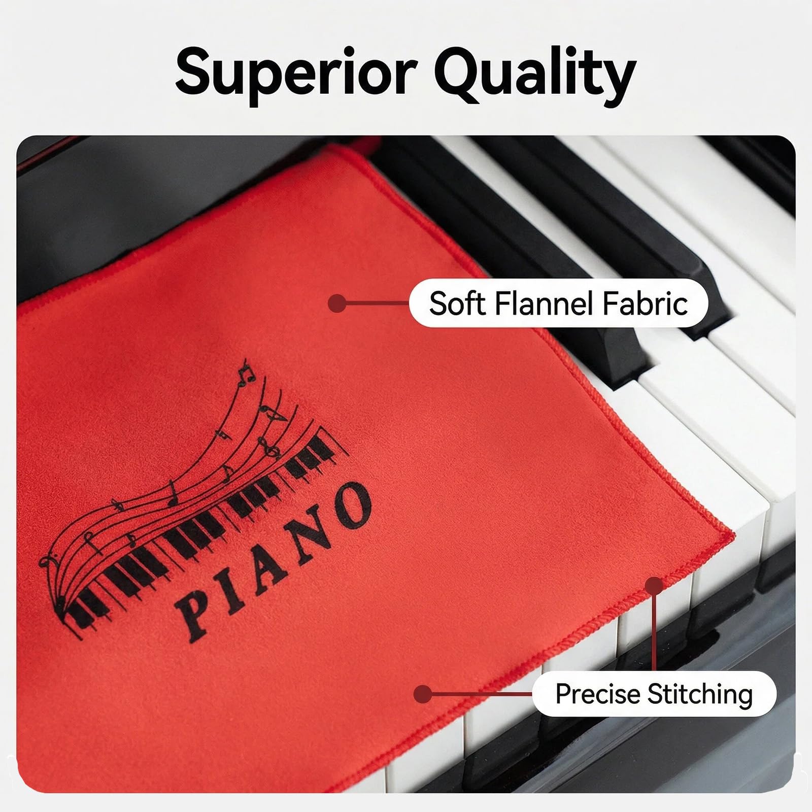 Piano Clavier Flanelle Piano Clé Couverture Tissu Protection pour Piano à 88 Touches Couverture de Piano Électrique Numérique Tissu de Couverture de Piano de Protection (rouge)