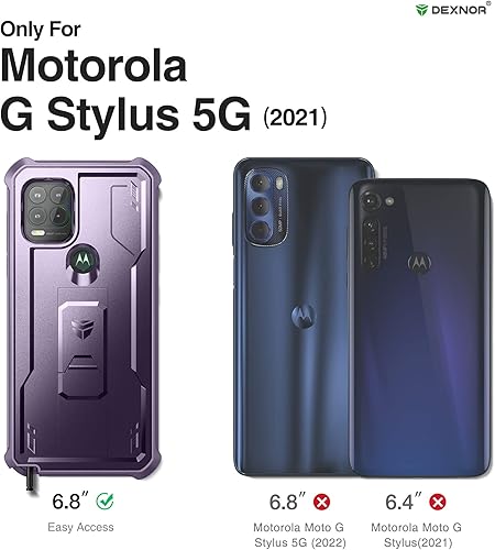 Miniatura 2 de Dexnor Funda para Motorola Moto G Stylus 5G 2021, protector de pantalla y soporte integrados resistente protección de grado militar a prueba de