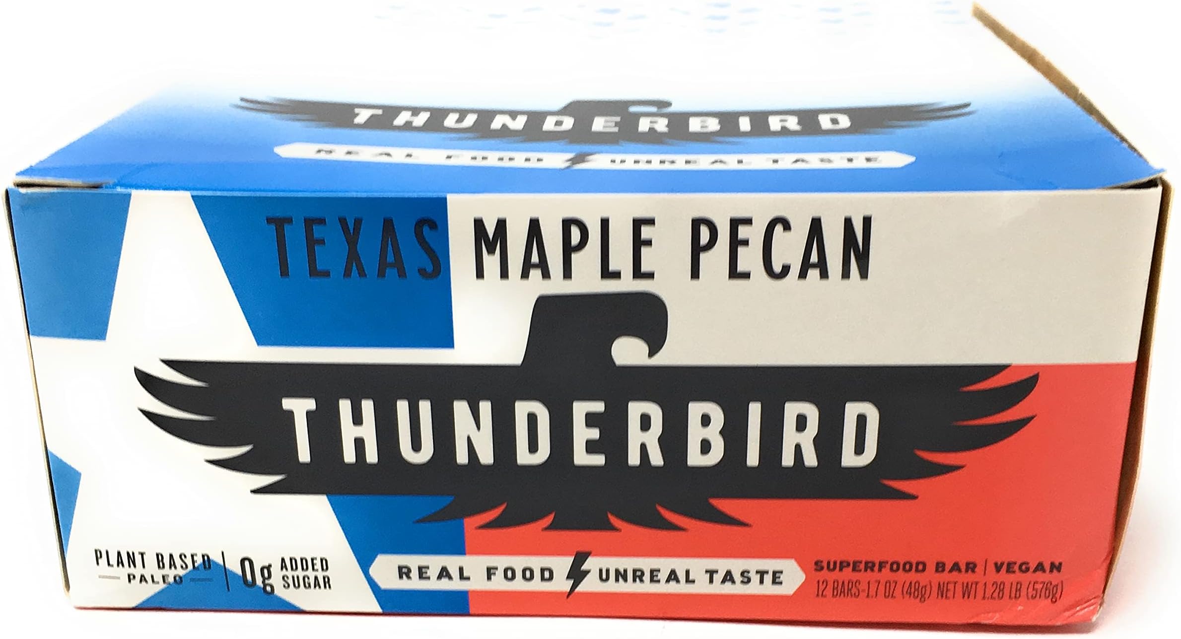 Thunderbird Bars Energy Snack, Gluten-Free with Protein, Healthy Real Food, Vegan Paleo Non-GMO, No Added Sugar, Texas Maple Pecan Flavor (12 Count, 1.7 oz. Bars)