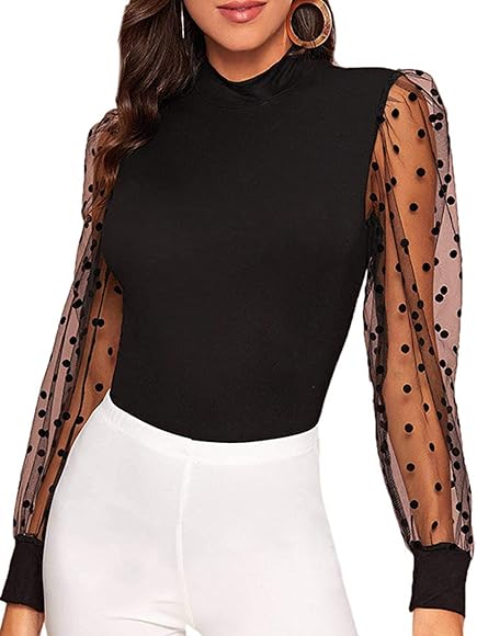 Durchsichtige bluse mit punkten Clearance