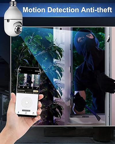 Miniatura 2 de Cámaras de seguridad de bombilla, 2.4 GHz y 5 GHz 1080 p vigilancia inalámbrica Wifi Cámaras interiores 360  Pantilt Panorámica IP toma de luz vino