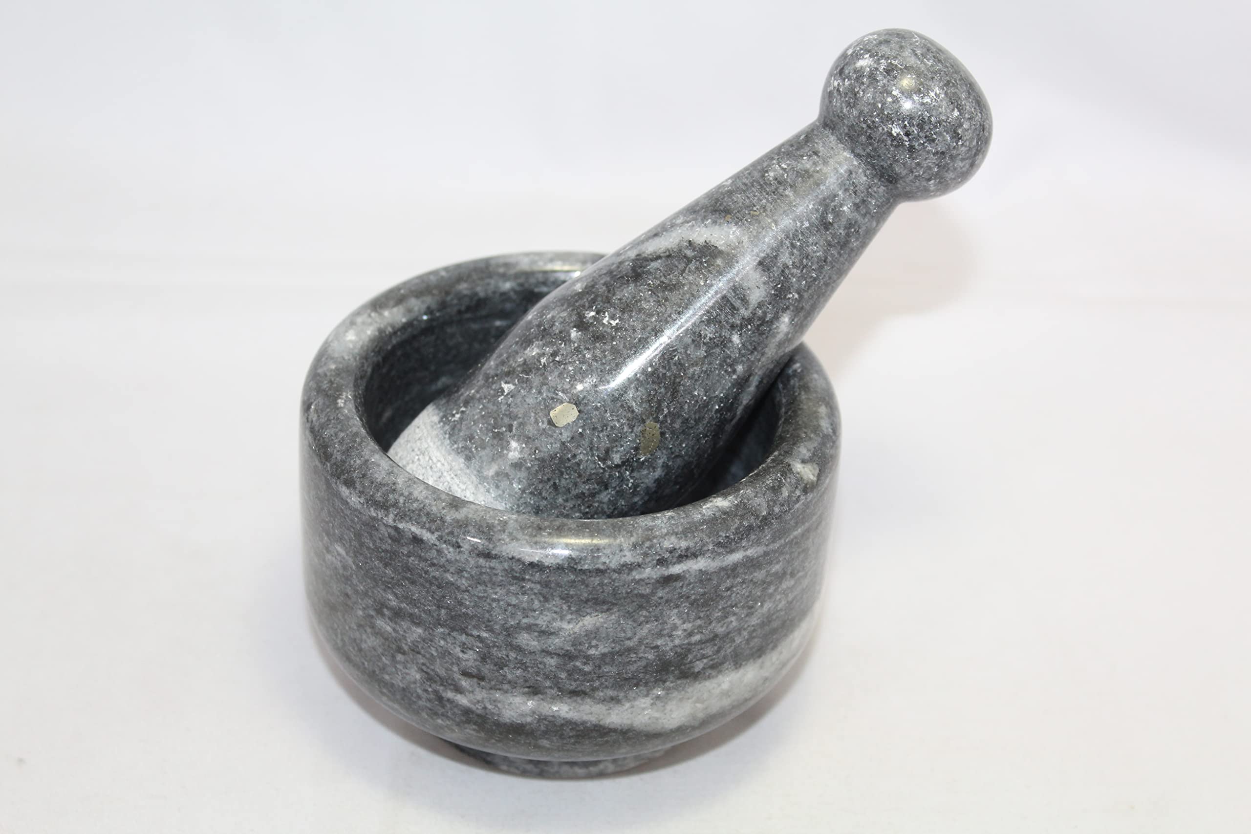 PH Artistic Mortar Pestle Marble Set Grinder Herb Spice Stone Natural Black Pill Crusher HD3