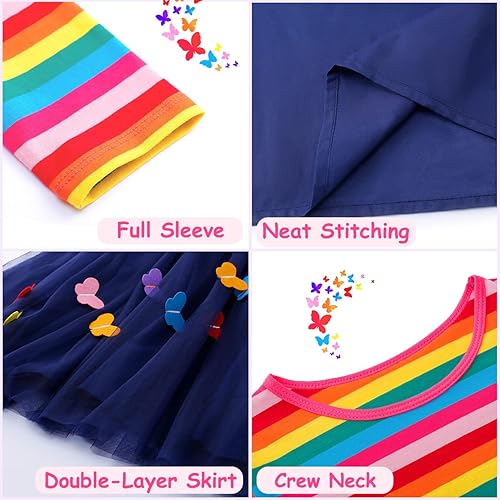 Vista 3 de VASCHY Lindo traje casual de manga larga para niñas de otoño y primavera, talla 3-10T