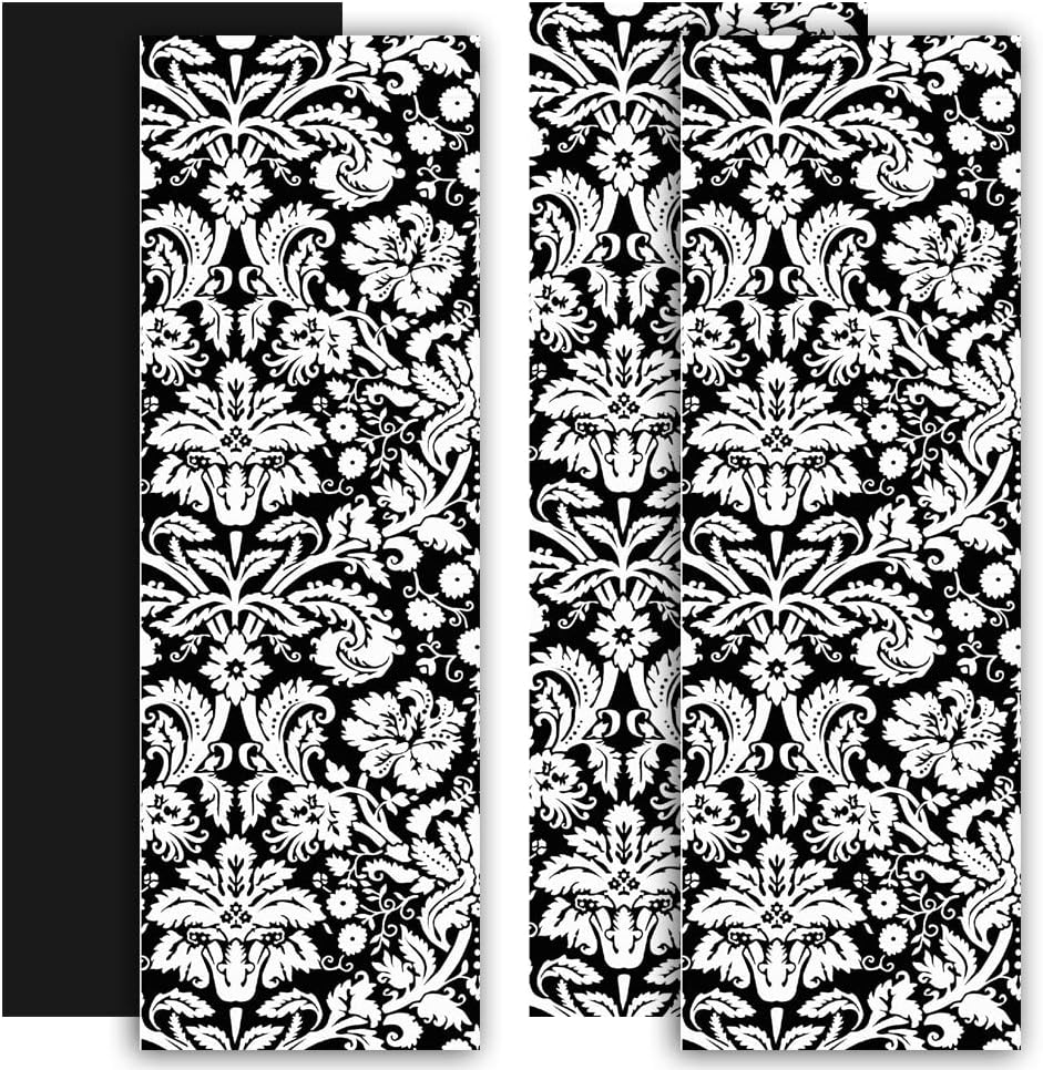 APPLIANCE ART Deluxe School Locker Magnetic Wallpaper | Decorative | Magnetic Vinyl for Instant Update | Trimmable | Easy Install, Remove & Reuse | Set of 4 Sheets | Damask Black with Chalkboard