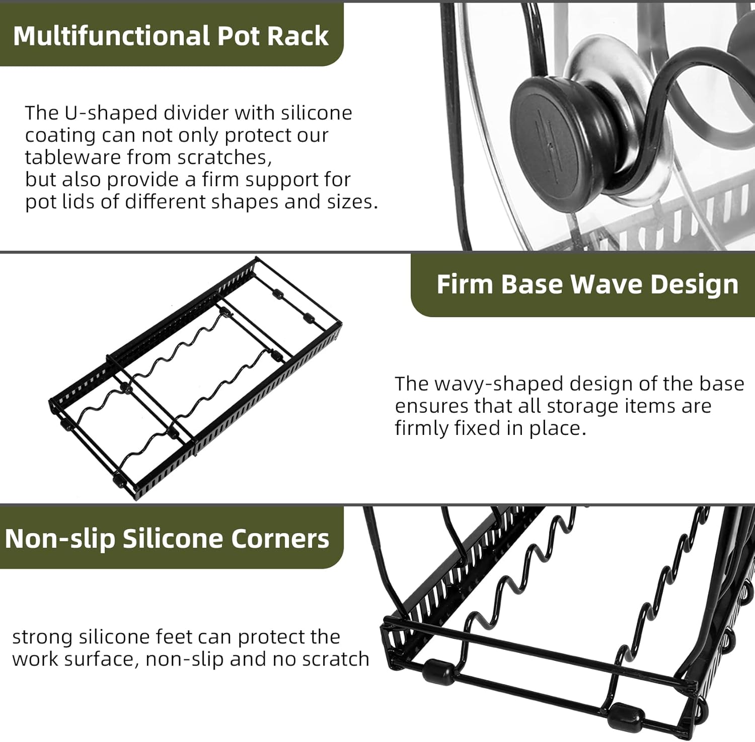 Pot Rack Organizer -Expandable Pot and Pan Organizer for Cabinet,Pot Lid Organizer Holder with 10 Adjustable Compartment for Kitchen Cabinet Cookware Baking Frying Rack : Home & Kitchen