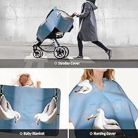 Vista 9 de Baby Car Seat Canopy Cover for Mom, Soft Breathable Nursing Breastfeeding Covers Multi Use Stroller Sun Shade Newborn Shower Gift，Cute Seagull