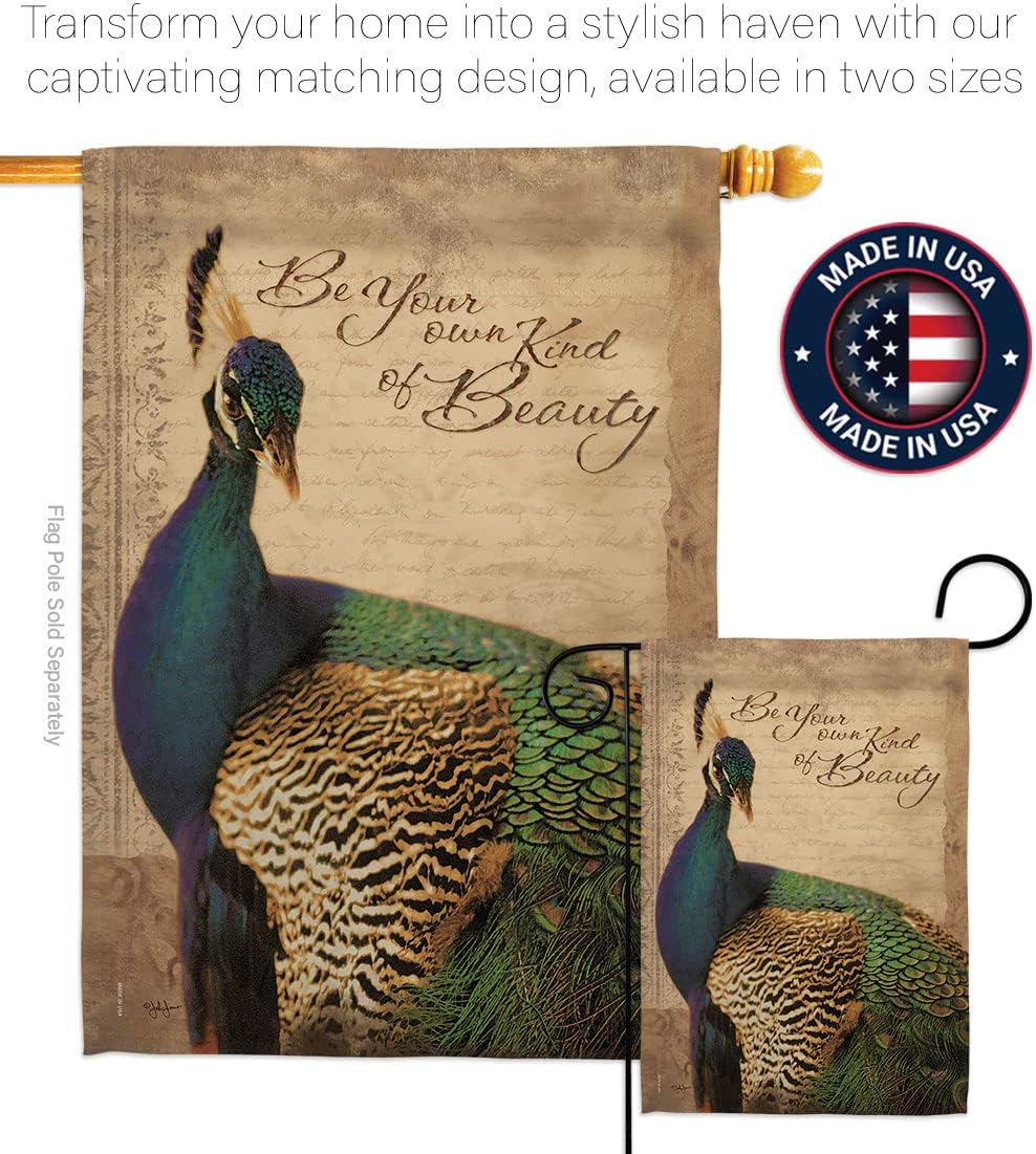 Breeze Decor - Peacock Garden Friends - Everyday Impressions Decorative Vertical House Flag 28" x 40" Printed in USA