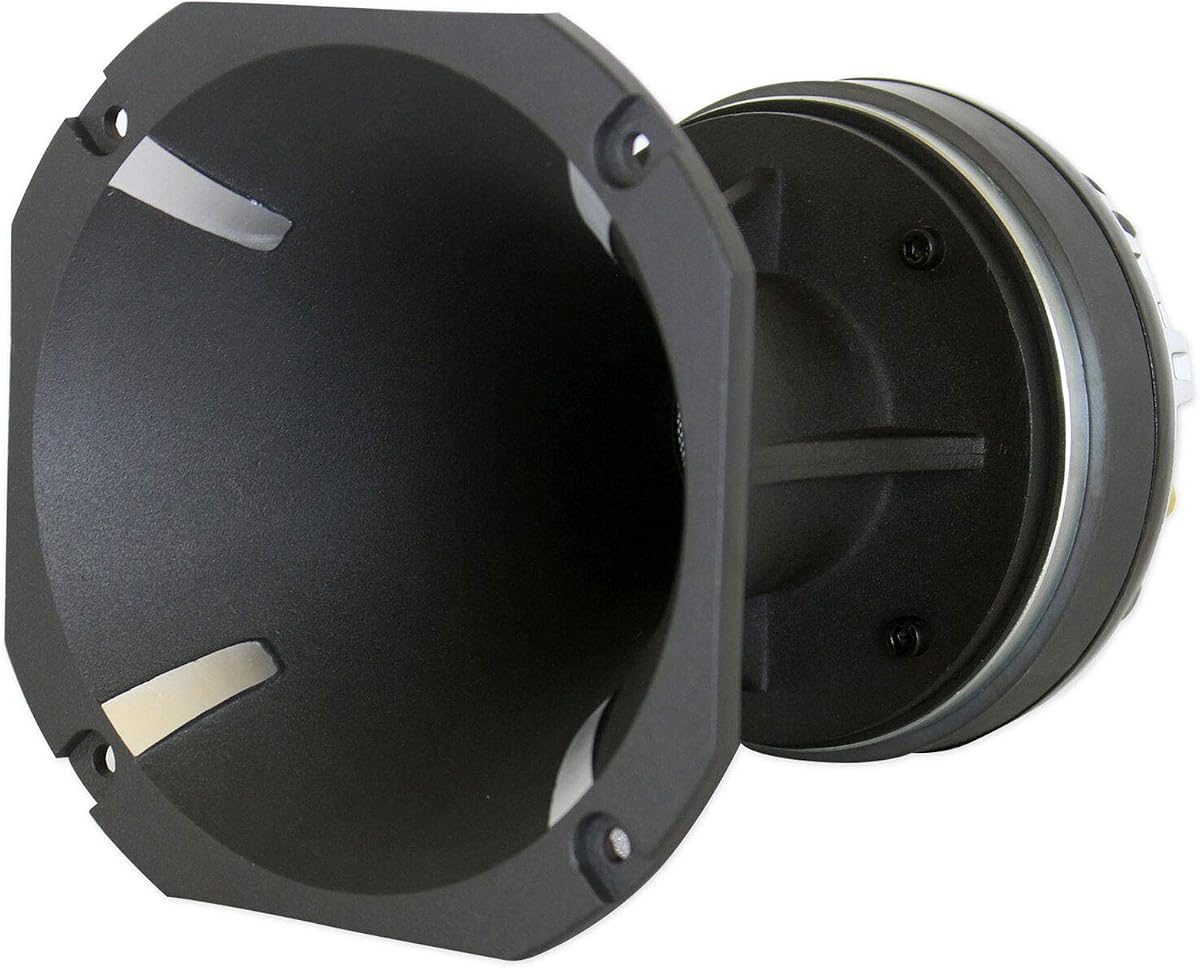 Rockville HT120 Tweeter con controlador de compresión de 360 ​​W, 8 ohmios, diafragma de titanio, bocina de aluminio, alta sensibilidad, perfecto para sistemas de audio y megafonía del automóvil