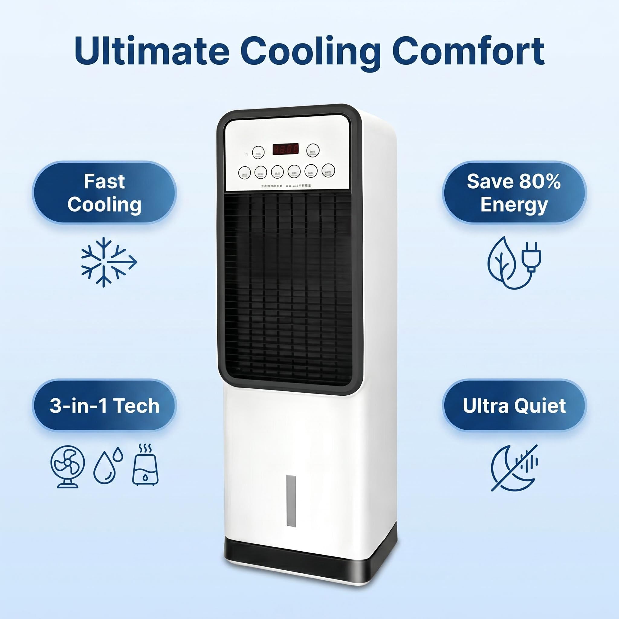 Epicoole Tragbare Klimaanlage 2-in-1 Wandkühlventilator Plug & Play Energieeffizient
