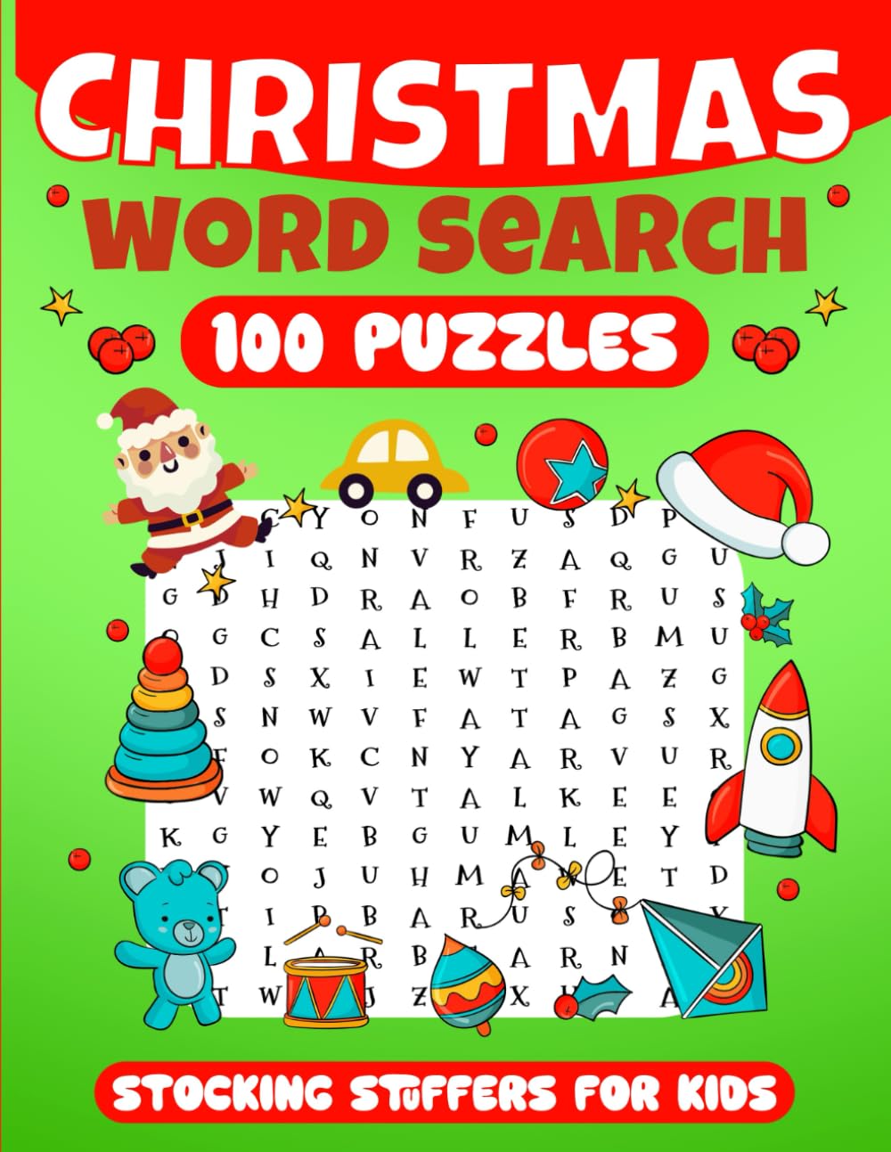 Stocking Stuffers for Kids: Christmas Word Search: Fun Christmas Activity Book For Kids, Themed Word Find 100 Puzzle With Solutions