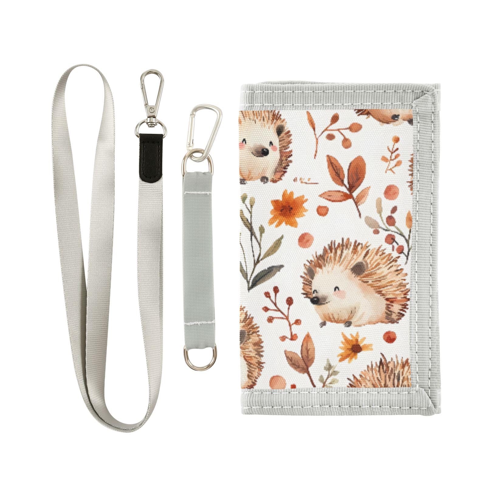 ALAZA Kids Wallets for Boys Girls Toddler Trifold Wallet Children Small Hedgehog Leaves Flower with Zipper Coin Pocket