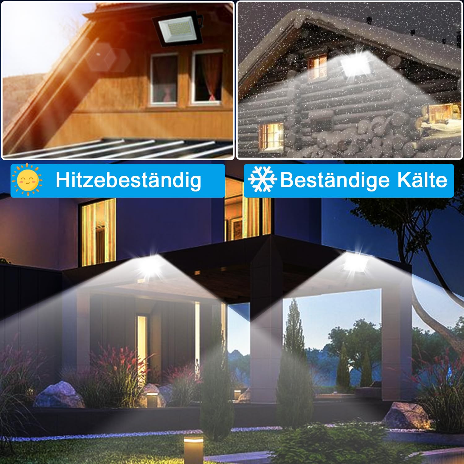 Projecteur LED d'extérieur 50W en Aluminium Super Lumineux Lumières avec prise et 3m câble Étanche IP66 d'inondation pour Jardin, Parking, Garage, Portes, Patio (Blanc Chaud 3000K, 2stk)