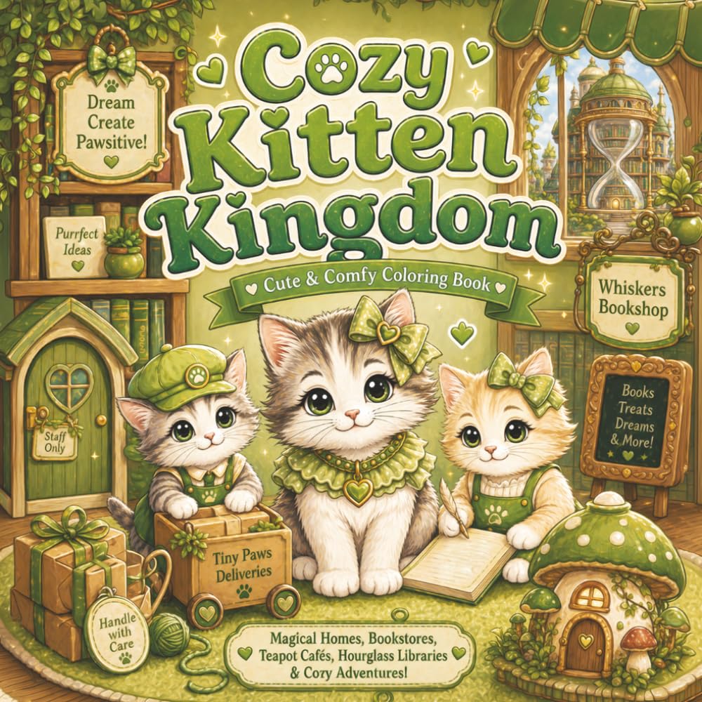 Cozy Kitten Kingdom: Cute & Cozy Kitten Coloring Book of Magical Homes, Fantasy Villages & Whimsical Adventures (Cozy Paws Collection)