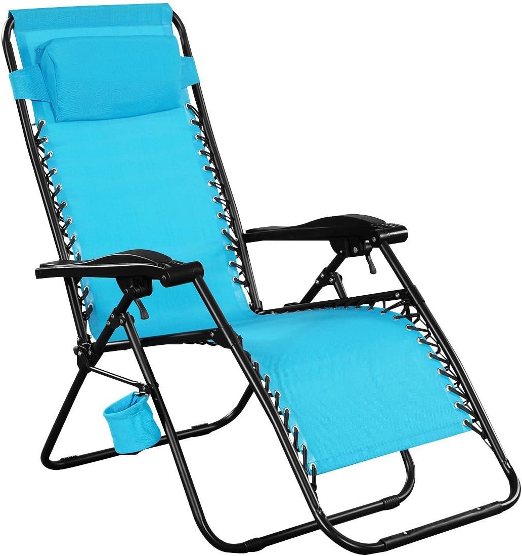 Giantex Folding Lounge Chairs Recliner Zero Gravity Outdoor Beach Patio