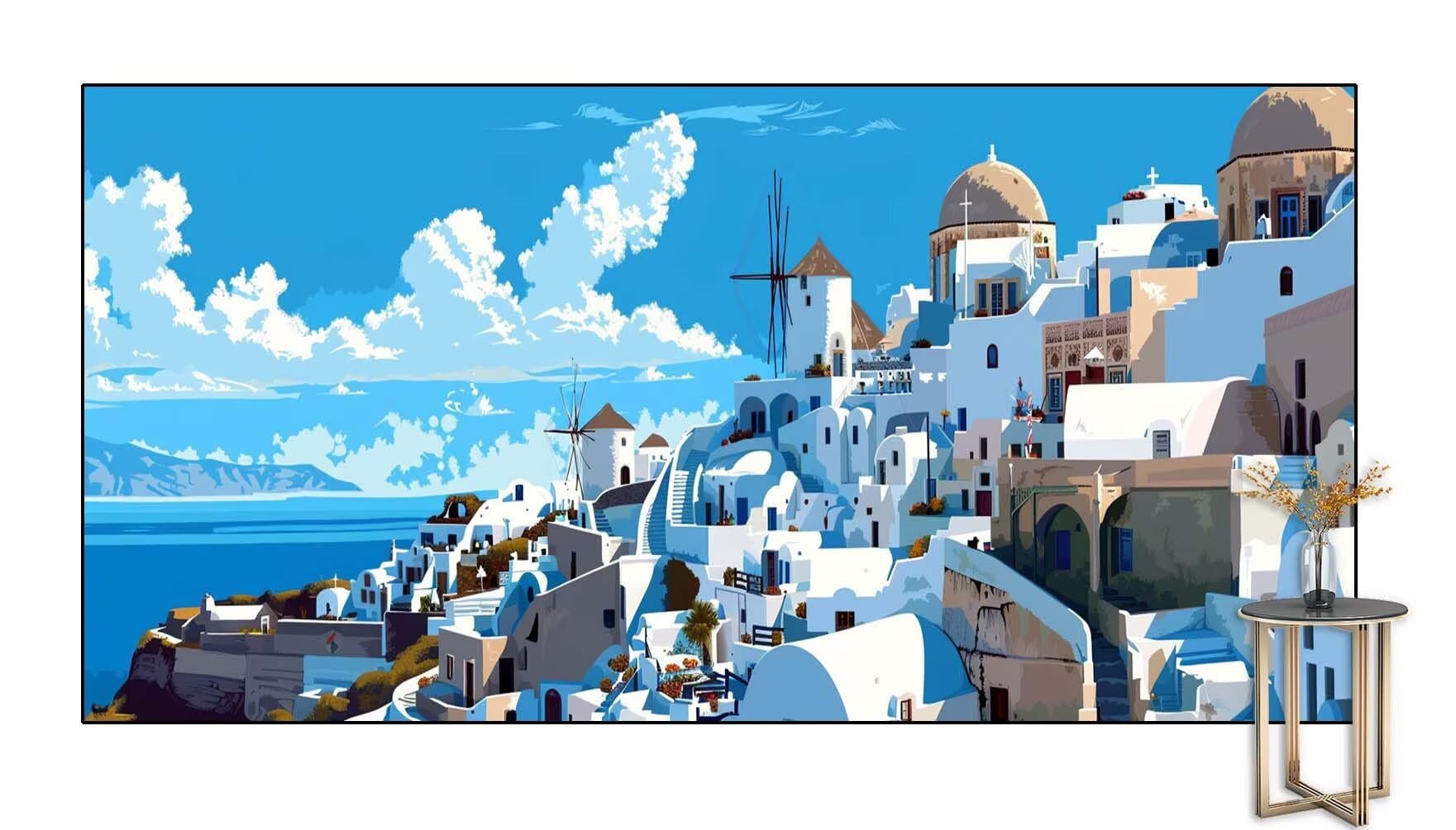 Diamond Painting Groß xxl 150x60cm Ägäisches Meer Diamant Painting Bilder Erwachsene Malen nach Zahlen Landschaft DIY Square diamond painting zubehör Set für Wohnzimmer und Schlafzimmer Wanddeko F4