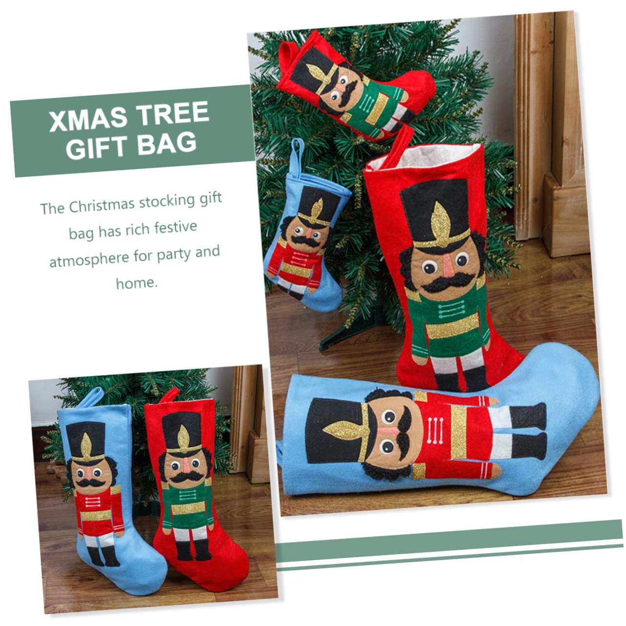 4 Stück Soldat Weihnachtsstrumpf Weihnachtsbaum hängende Strümpfe Dekoration für Weihnachtsfeiern Weihnachtsdekorationen Weihnachtssocken Christbaumschmuck Baum Anhänger