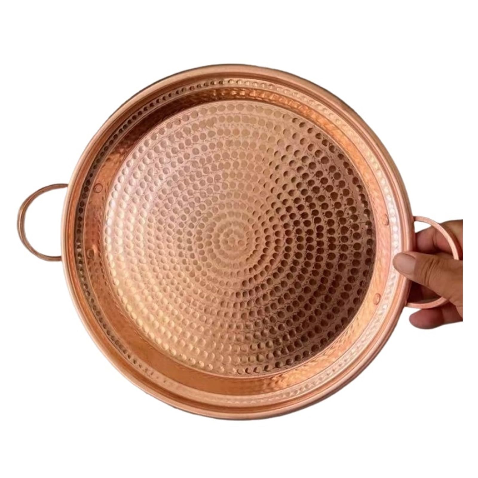 Hammered Tray Multiple Sizes Round Shape Copper Fruit Tray,Retro Engraving Hammer Texture Home Portable Plate,Snack Disc Table Decoration for CoffeeJewellery(Color 2,22cm)