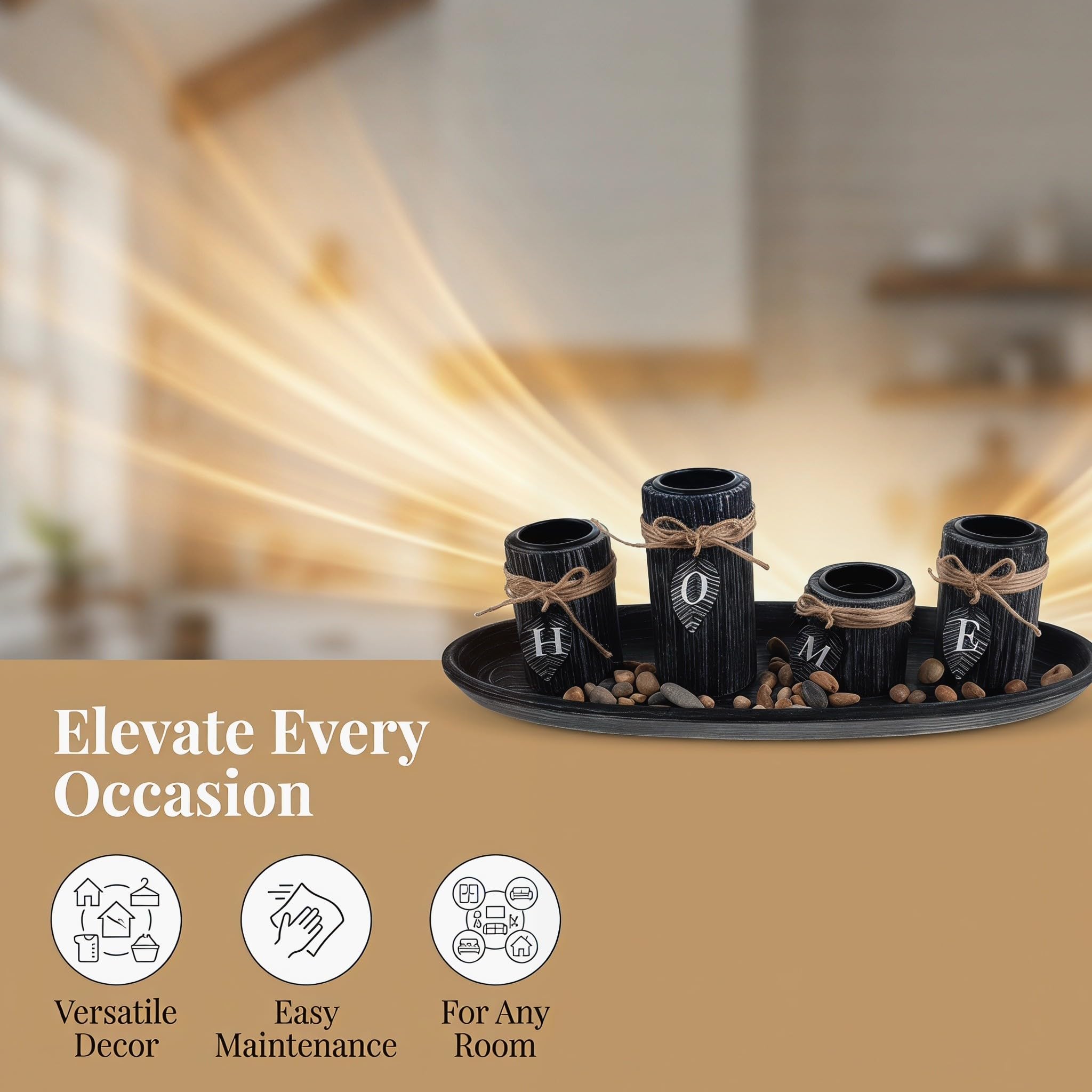 Portacandele Decorazione Versatile per Tavolo da Pranzo in Legno con Foro da 1,57" Compatibile con Candele da 4cm e Ambienti Rustici Minimalisti per Anniversari