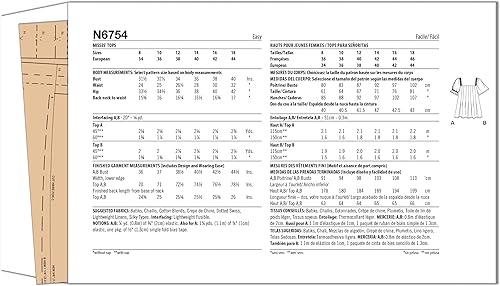 Miniatura 3 de New Look Easy Misses - Kit de patrón de costura con camiseta peplum con mangas, código de diseño N6754, tallas 8-10-12-14-16-18, multicolor