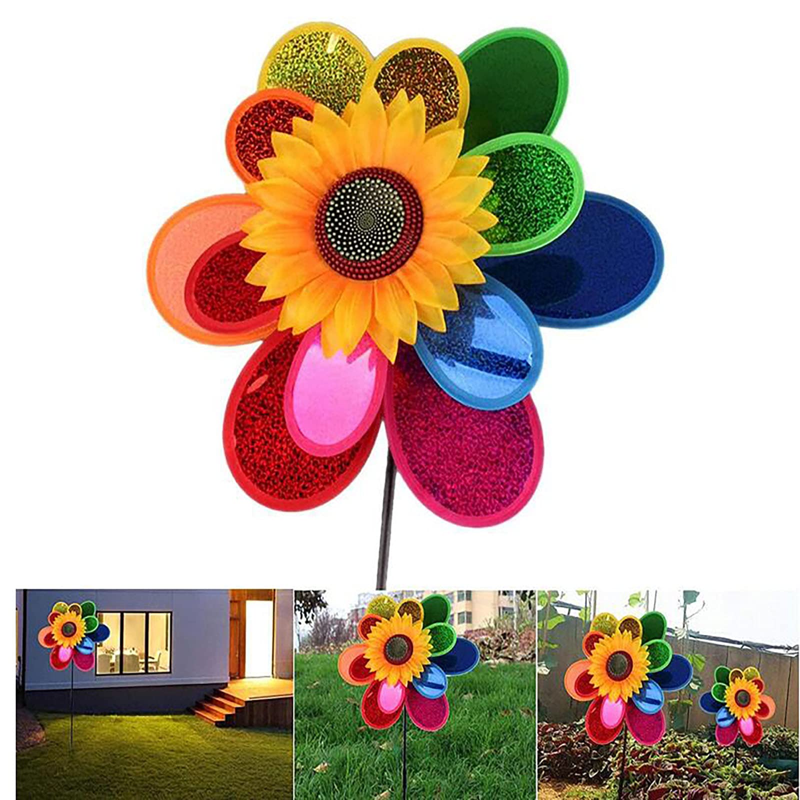 30 Inches Plastic Sunflower Wind Spinners Outdoor for Yard and Garden, Wind Catchers Spinner for Outdoor Yard Patio Lawn Garden Decorations, Windmill