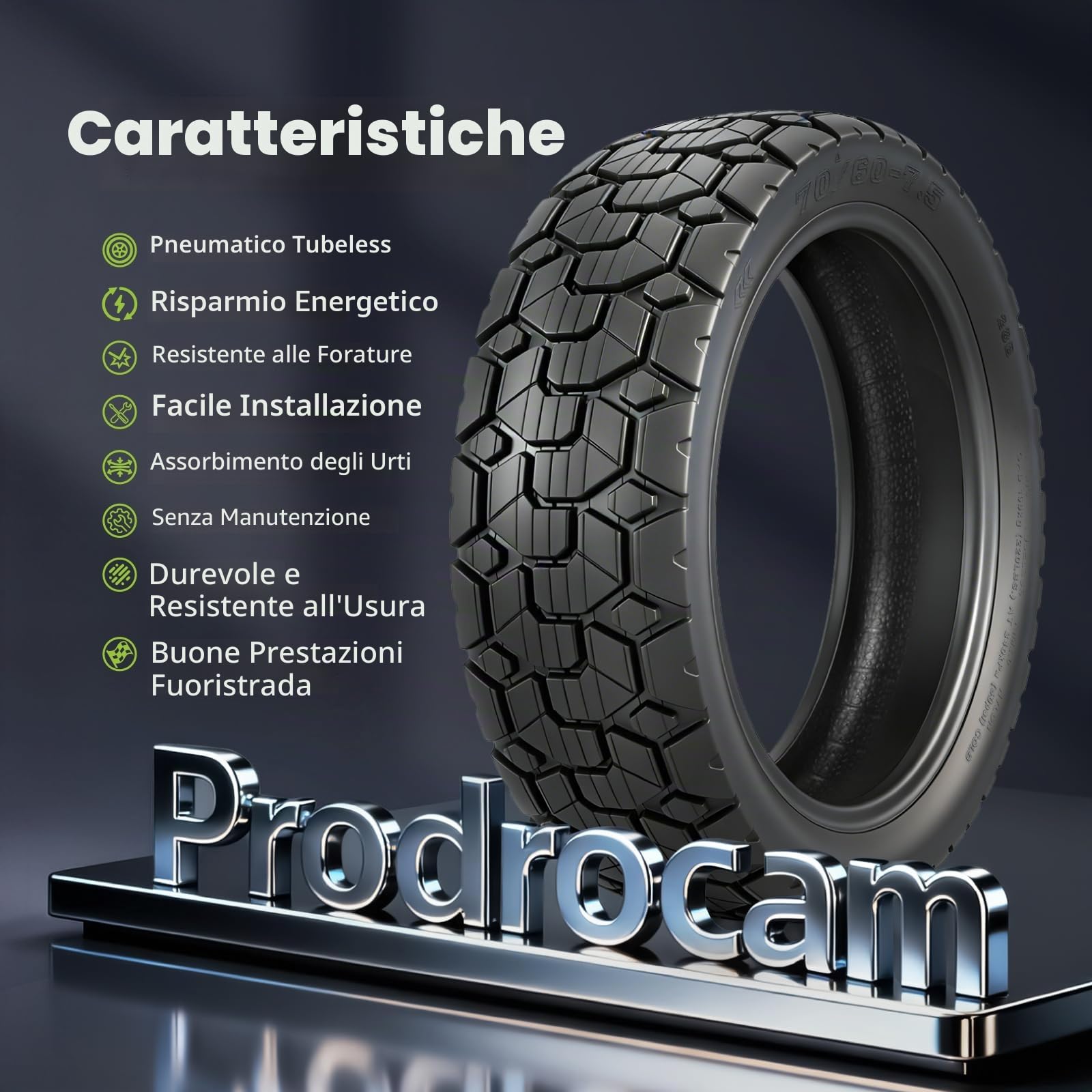 70/60-7.5 Pneumatico di Ricambio per Segway Ninebot ZT3 Pro Monopattino Elettrico 11 Pollici, Senza Camera d'Aria Anteriore/Posteriore (2 Pezzi)