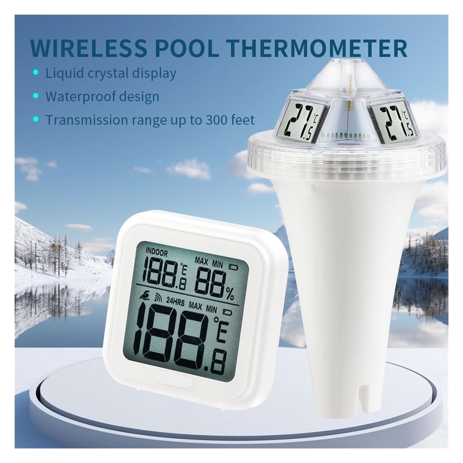 Termometro For Piscina, Digitale For Galleggiante Di Facile Lettura, For Impermeabile IP68 For Il Nuoto Lettura Accurata Della Temperatura