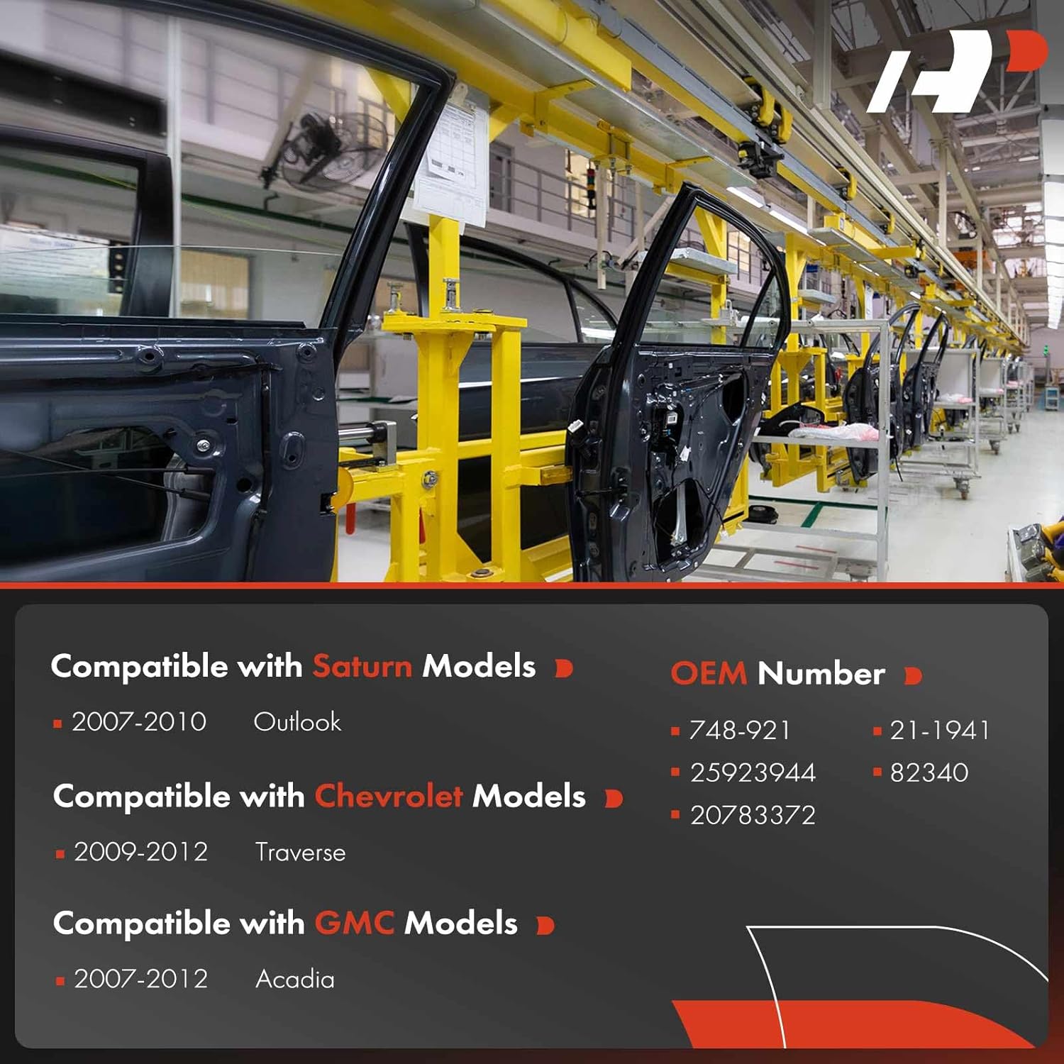 A-Premium Front Left Power Window Regulator with 2-Pin Motor Compatible with Chevrolet Traverse 2009-2012 & GMC Acadia 2007-2012 & Saturn Outlook 2007-2010 Front Driver Side, Sport Utility