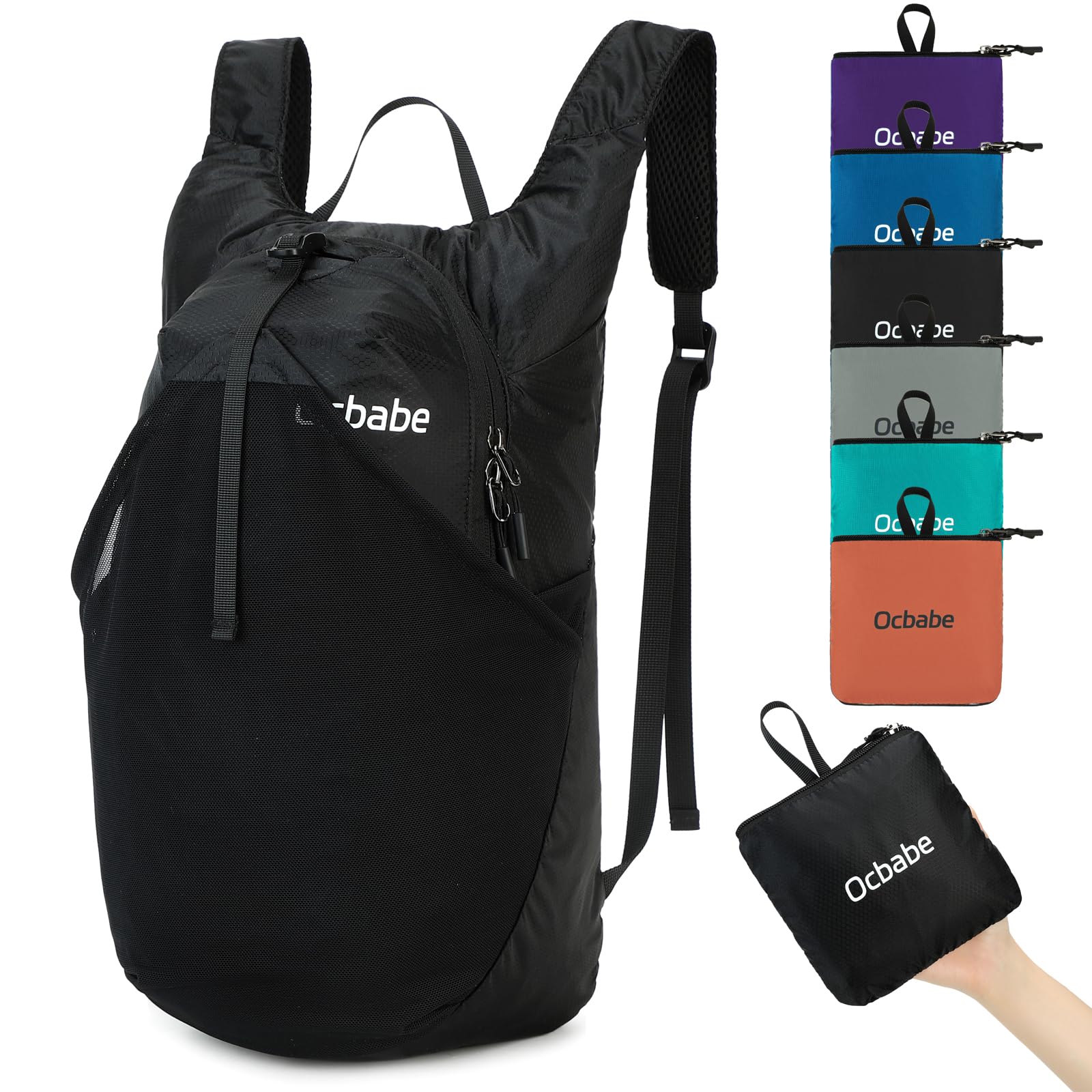 Ocbabe Ultra Lightweight Foldable Backpack,Water Resistant Small Packable Hiking Daypack Outdoor Camping Travel Bag