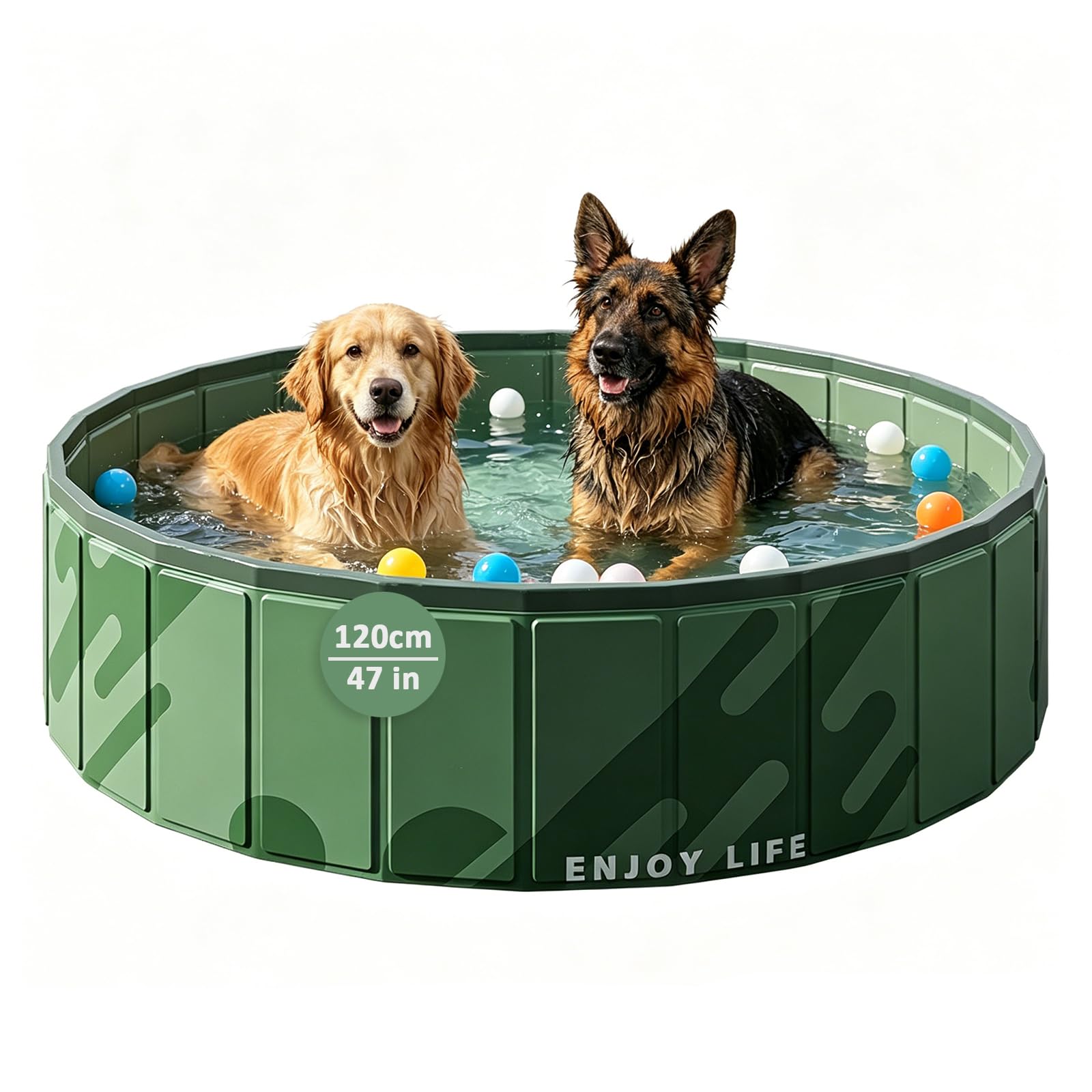 Piscine pliable pour chiens avec bonde Vert 120 x 30 cm | Pataugeoire portable pour chien - Piscine pour chien - Évacuation au sol - Antidérapante - Piscine pour chien - Piscine à