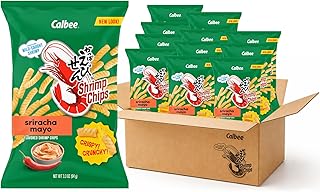 Shrimp Chips (Sriracha Mayo, 3.3 oz.) | 12-Pack | Japanese Chips Made With Real Wild-Caught Shrimp & Baked To Crunchy Perfection