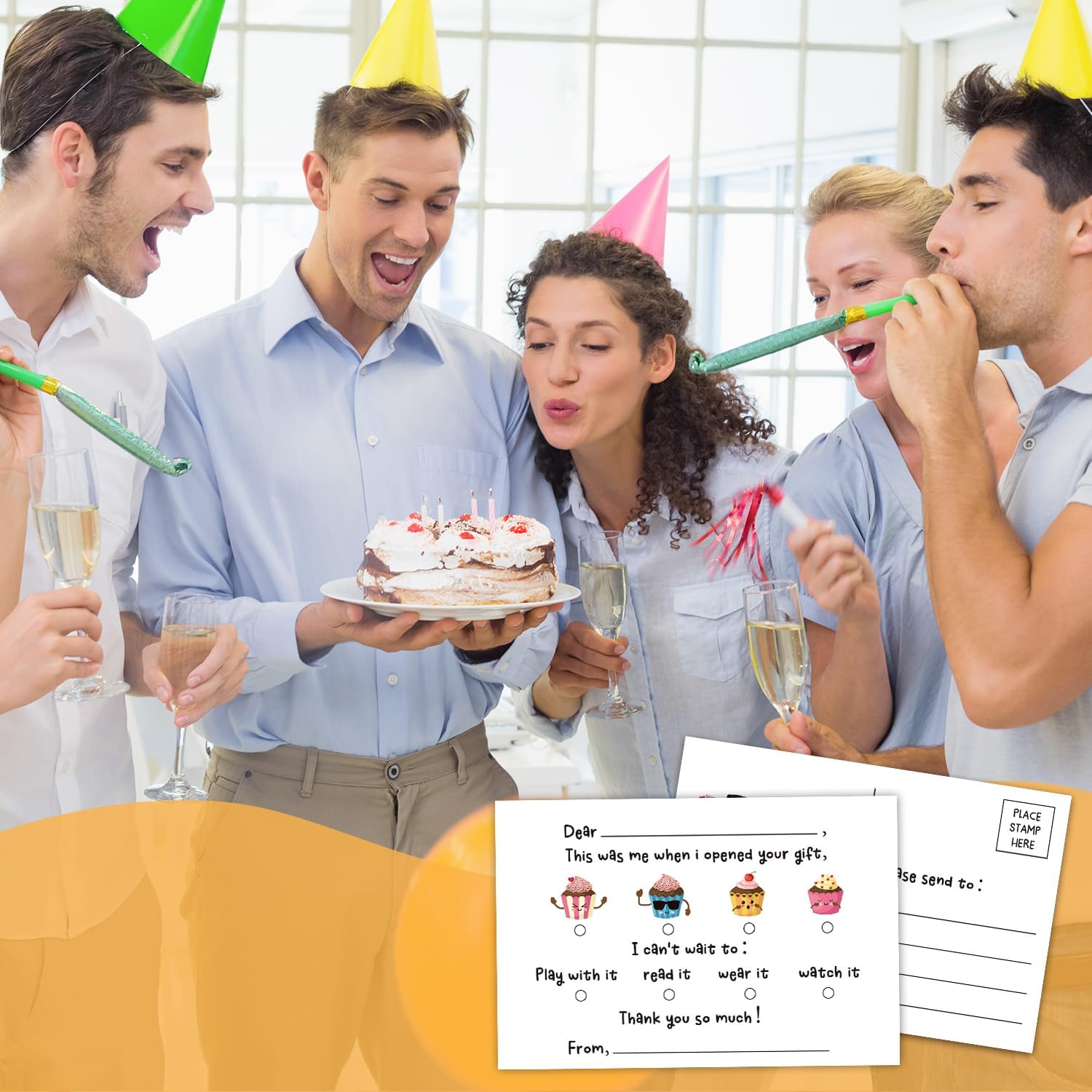 Thank You Postcards for Kids, 4x6 No Envelope Needed Double Sided Design Post Cards, 25 PCS Fun Kids Thank You Cards Fill in the Blank Birthday Postcards for Birthday Party -04 - Image 5