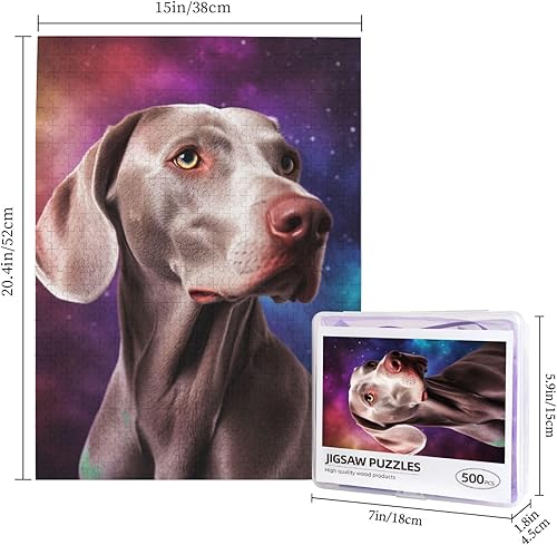 Miniatura 3 de Rainbow Galactic Weimaraner - Rompecabezas de 500 piezas para adultos y niños, rompecabezas para colgar en la pared, descompresión intelectual,