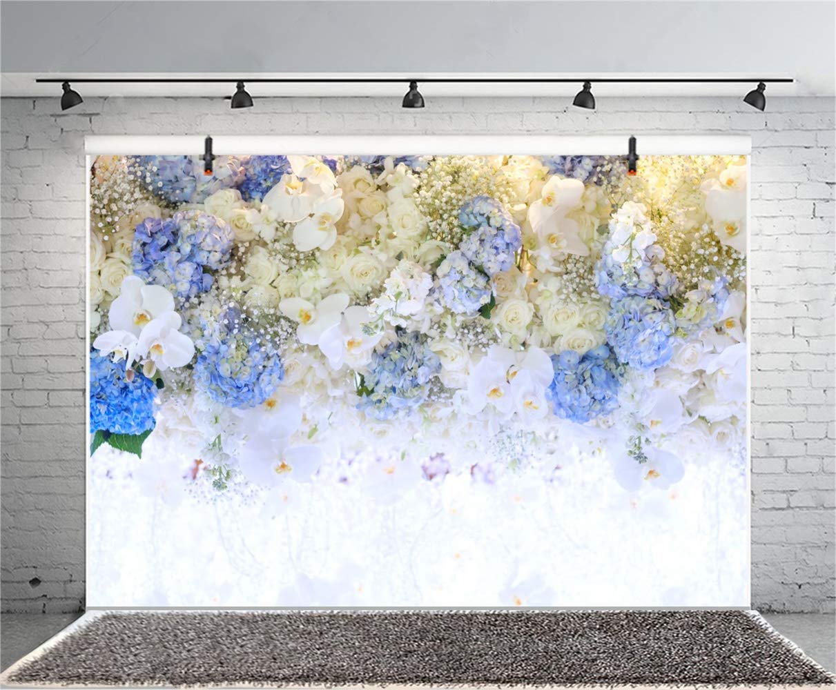 Photo Backgrounds GoEoo Romantic Flower Wall Backdrop 10x7ft Vinyl Graceful Blue White Floral ...