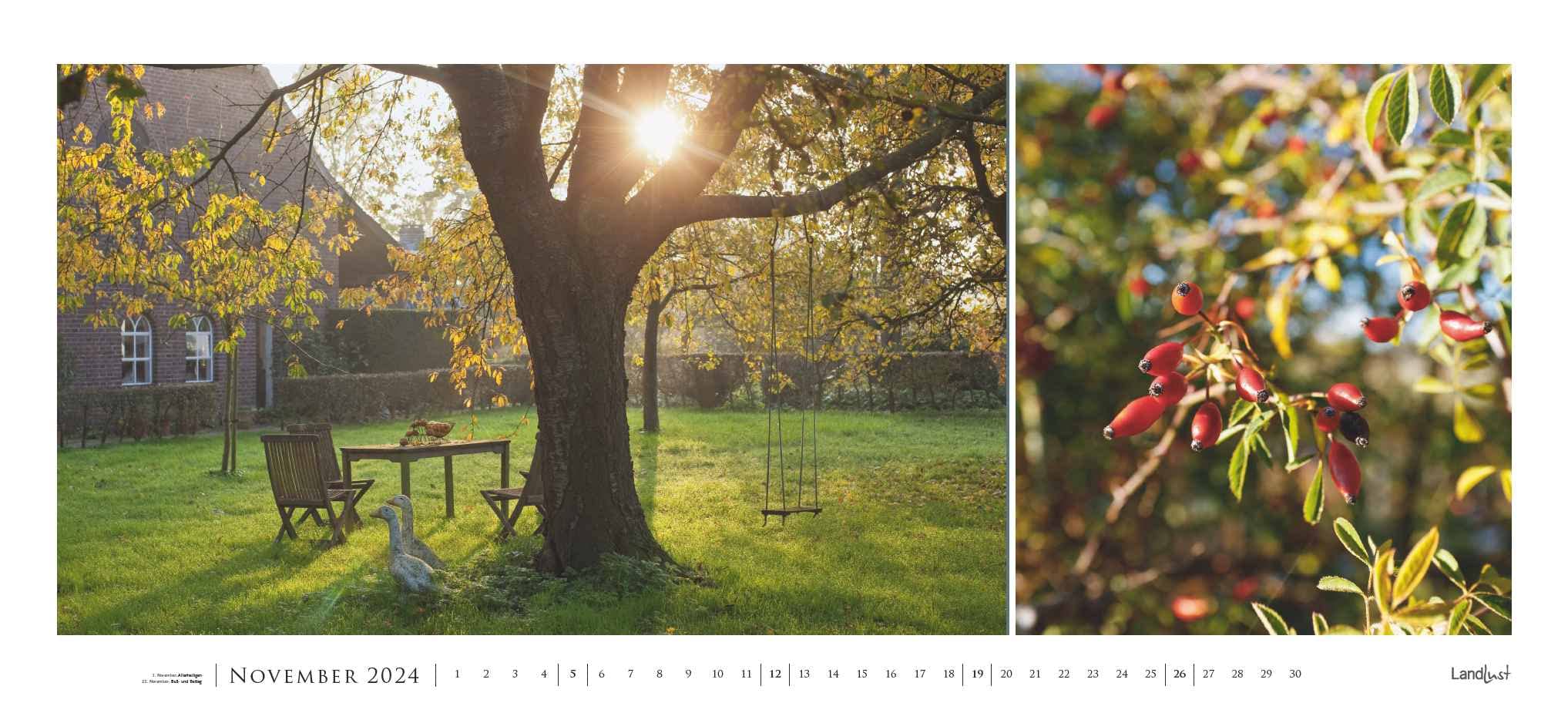 Landlust Panorama: Garten-Kontraste 2024 Wand-Kalender - Panorama-Kalender - Fotografie - Gartenkalender 110x50