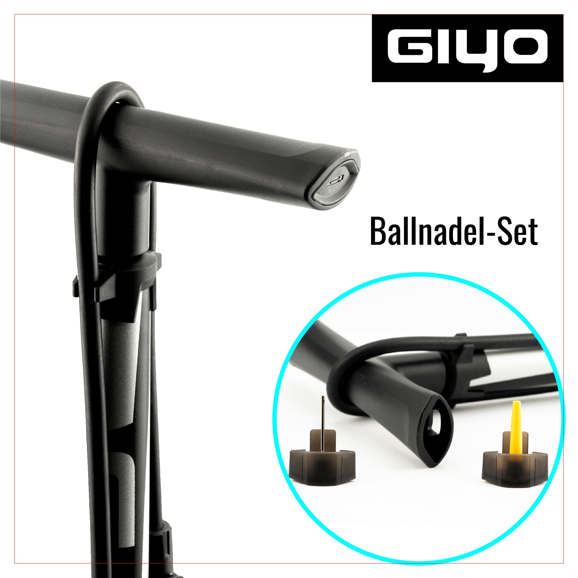 GIYO Fahrrad-Standpumpe GF27DH – Fahrradpumpe mit Präzisions-Manometer für niedrigen & hohen Reifendruck, Einhand-Ventilkopf für Presta, Autoventil/Schrader & Dunlop,Tubeless-kompatibel,11 bar/160 psi