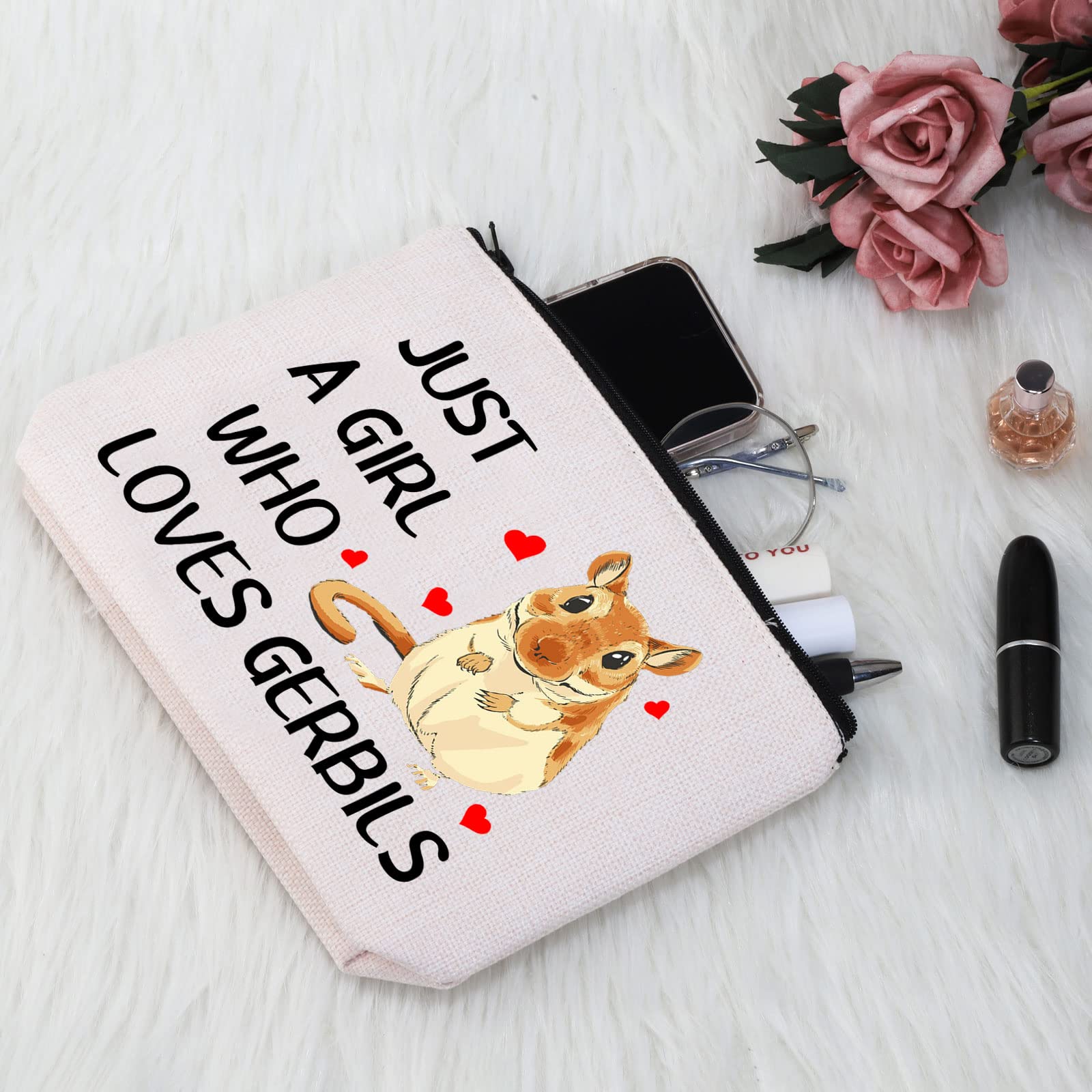 PYOUL Gerbil Lover Gift Who Loves Gerbils Makeup Bag Gerbil Owner Cosmetic Bag Gerbil Girl Pet Owner Gift Zipper Travel Pouch (Gerbils B EU) - Image 4