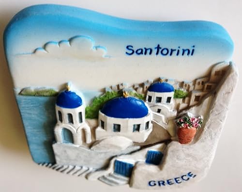 Vista 3 de WitnyStore Pequeña isla de Santorini Grecia Europa del sur Atracciones turísticas Resina Refrigerador Imán Viajero Recuerdo Regalo Memento 3D Imanes