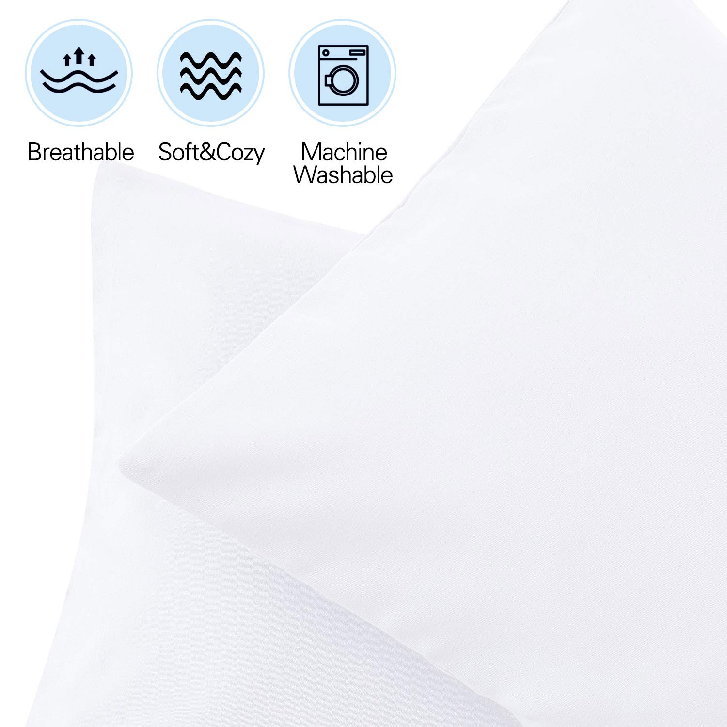 Lot De 2 Protège-Oreillers Matelassés 100% Coton 40x60 Cm - Respirants Avec Fermeture Éclair