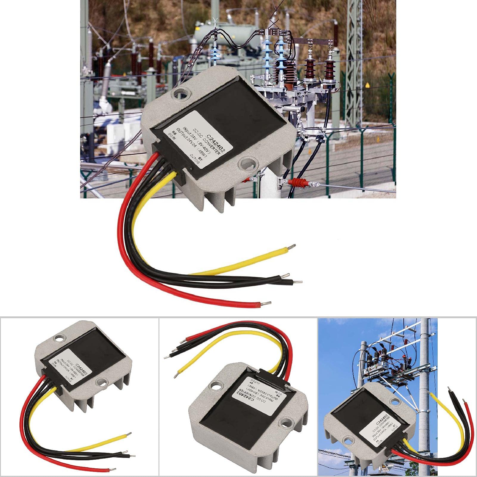 Riduttore di Tensione CC Convertitore Step Up Down 8-40 V a 24 V Boost Modulo Regolatore di Tensione Modulo Trasformatore Impermeabile(2A)