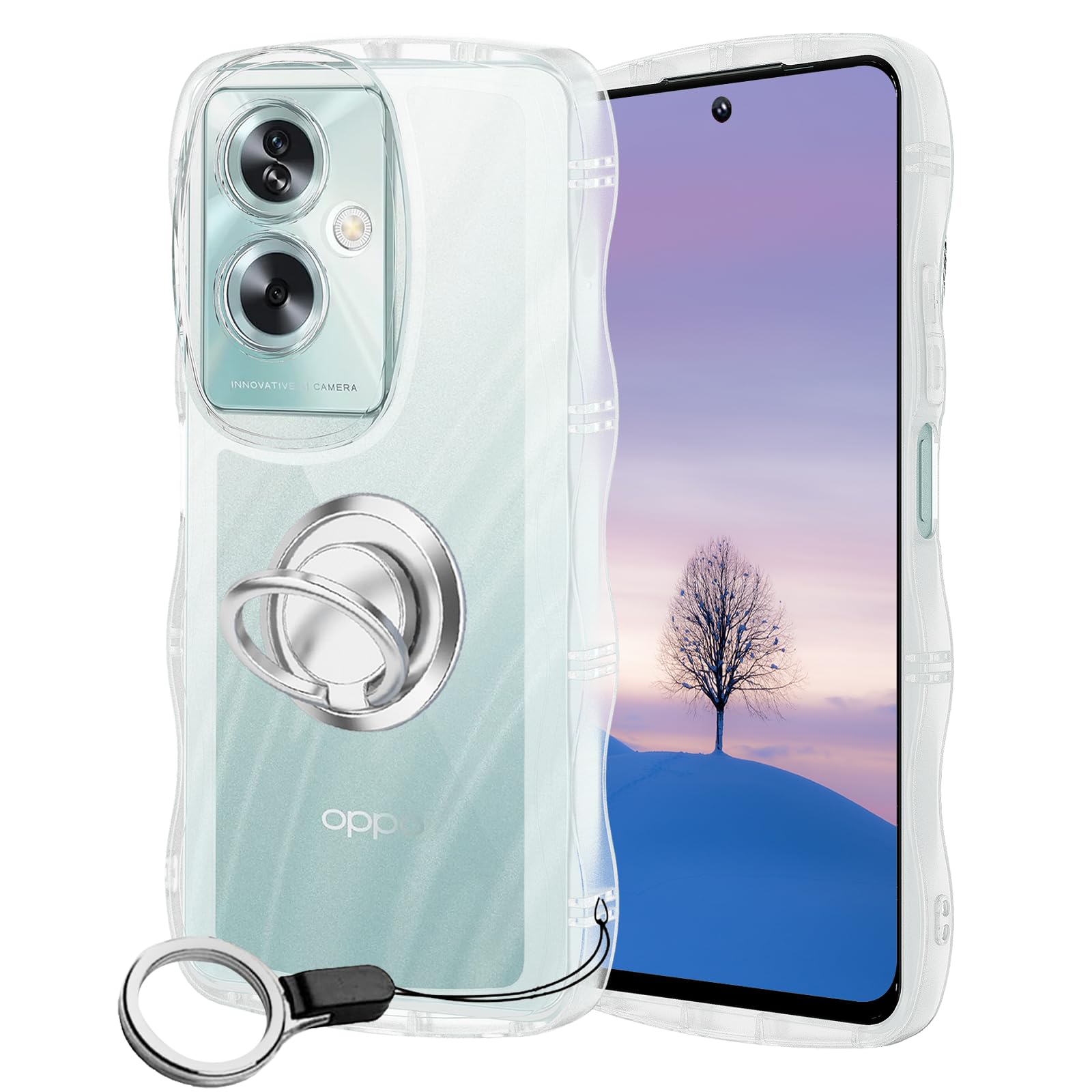 Amazon.co.jp: OPPO A79 5G ケース クリア ウェーブ リング付き TPU